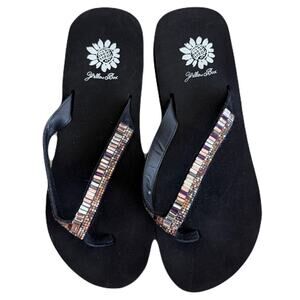 Yellow Box Bling Flip Flop with Rose Toned Sequins on Straps - NEW - Size 8